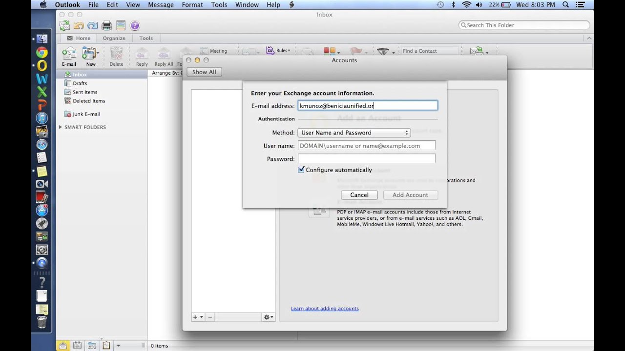 ucf configure email on outlook for mac